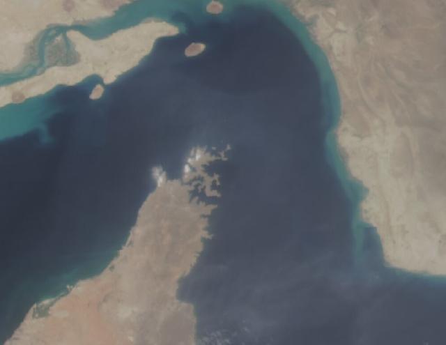 Satellite snapshot of Strait of Hormuz